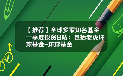 【推荐】全球多家知名基金一季度投资B站：包括老虎环球基金-环球基金