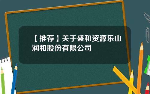 【推荐】关于盛和资源乐山润和股份有限公司