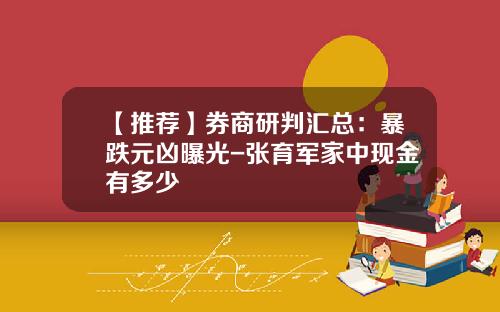 【推荐】券商研判汇总：暴跌元凶曝光-张育军家中现金有多少