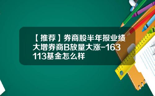 【推荐】券商股半年报业绩大增券商B放量大涨-163113基金怎么样