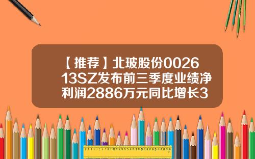 【推荐】北玻股份002613SZ发布前三季度业绩净利润2886万元同比增长3853北玻股份公司官网