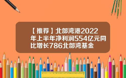 【推荐】北部湾港2022年上半年净利润554亿元同比增长786北部湾基金