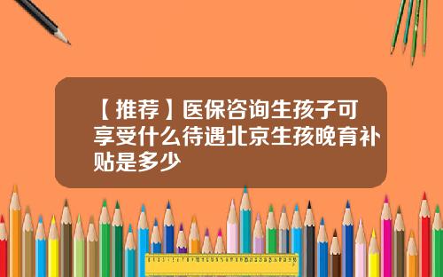 【推荐】医保咨询生孩子可享受什么待遇北京生孩晚育补贴是多少