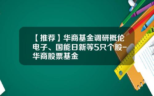 【推荐】华商基金调研概伦电子、国能日新等5只个股-华商股票基金