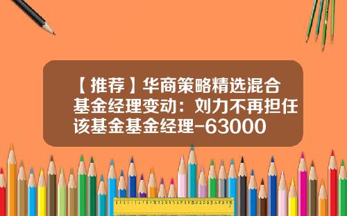 【推荐】华商策略精选混合基金经理变动：刘力不再担任该基金基金经理-630008基金今天净值