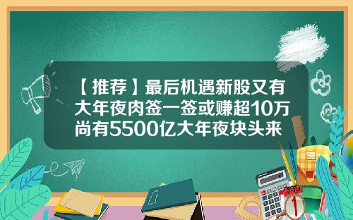 【推荐】最后机遇新股又有大年夜肉签一签或赚超10万尚有5500亿大年夜块头来了