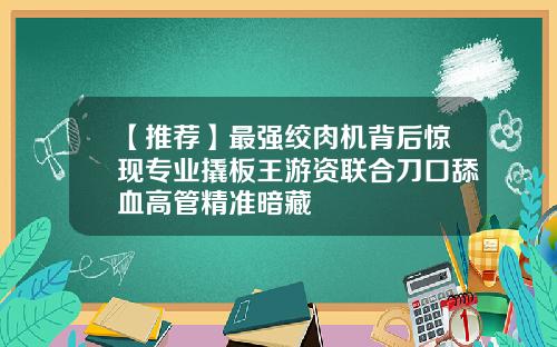 【推荐】最强绞肉机背后惊现专业撬板王游资联合刀口舔血高管精准暗藏