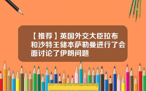 【推荐】英国外交大臣拉布和沙特王储本萨勒曼进行了会面讨论了伊朗问题