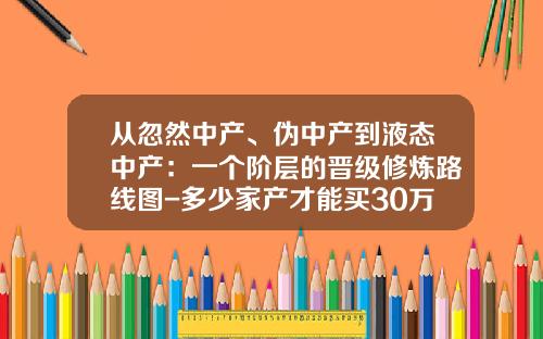 从忽然中产、伪中产到液态中产：一个阶层的晋级修炼路线图-多少家产才能买30万车