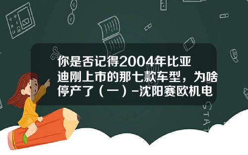 你是否记得2004年比亚迪刚上市的那七款车型，为啥停产了（一）-沈阳赛欧机电设备有限公司【新闻】.