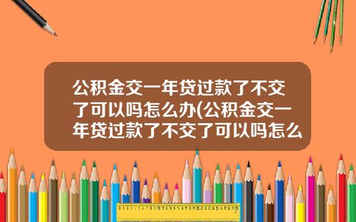 公积金交一年贷过款了不交了可以吗怎么办(公积金交一年贷过款了不交了可以吗怎么还)