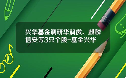 兴华基金调研华润微、麒麟信安等3只个股-基金兴华