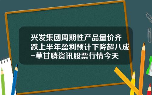 兴发集团周期性产品量价齐跌上半年盈利预计下降超八成-草甘膦资讯股票行情今天