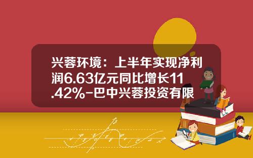 兴蓉环境：上半年实现净利润6.63亿元同比增长11.42%-巴中兴蓉投资有限责任公司