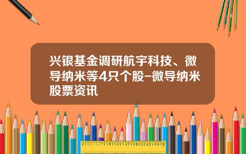 兴银基金调研航宇科技、微导纳米等4只个股-微导纳米股票资讯