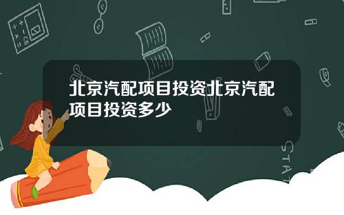 北京汽配项目投资北京汽配项目投资多少