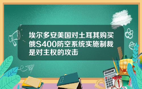 埃尔多安美国对土耳其购买俄S400防空系统实施制裁是对主权的攻击
