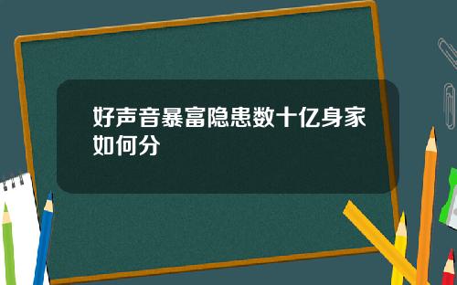 好声音暴富隐患数十亿身家如何分