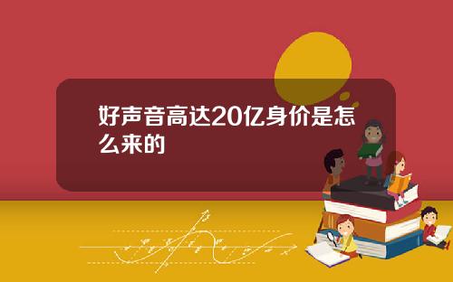 好声音高达20亿身价是怎么来的