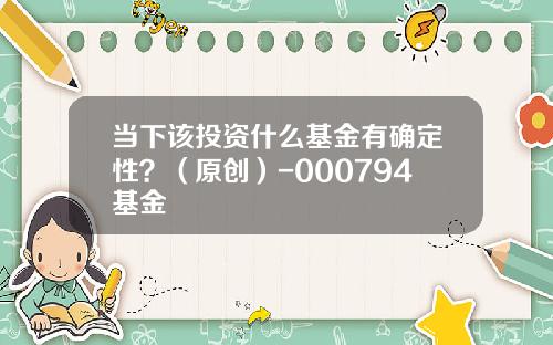 当下该投资什么基金有确定性？（原创）-000794基金