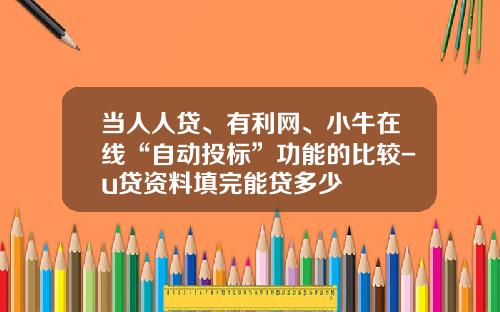 当人人贷、有利网、小牛在线“自动投标”功能的比较-u贷资料填完能贷多少