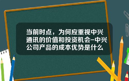 当前时点，为何应重视中兴通讯的价值和投资机会-中兴公司产品的成本优势是什么