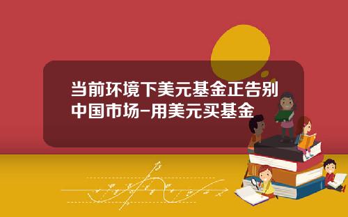 当前环境下美元基金正告别中国市场-用美元买基金
