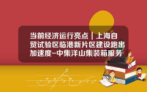 当前经济运行亮点｜上海自贸试验区临港新片区建设跑出加速度-中集洋山集装箱服务有限公司