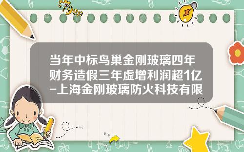 当年中标鸟巢金刚玻璃四年财务造假三年虚增利润超1亿-上海金刚玻璃防火科技有限公司