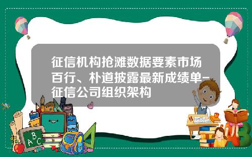征信机构抢滩数据要素市场百行、朴道披露最新成绩单-征信公司组织架构
