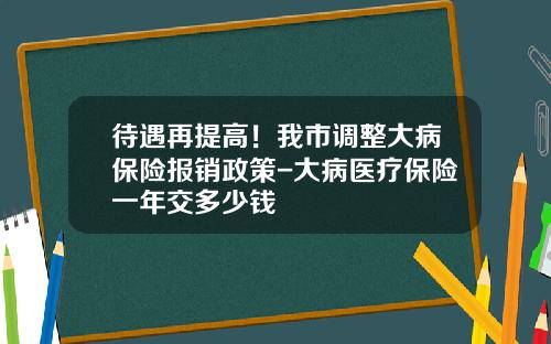 待遇再提高！我市调整大病保险报销政策-大病医疗保险一年交多少钱