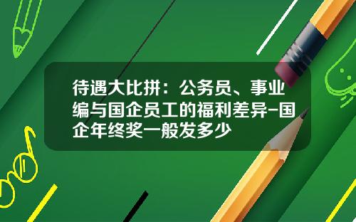 待遇大比拼：公务员、事业编与国企员工的福利差异-国企年终奖一般发多少