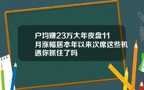 户均赚23万大年夜盘11月涨幅居本年以来次席这些机遇你抓住了吗