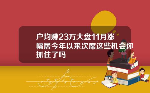 户均赚23万大盘11月涨幅居今年以来次席这些机会你抓住了吗