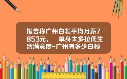 报告称广州白领平均月薪7853元， 单身太多拉低生活满意度-广州有多少白领