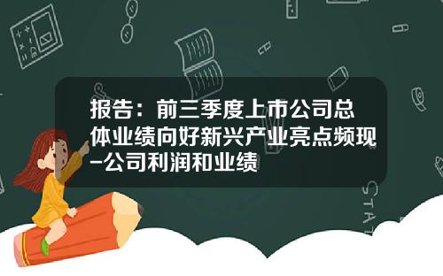 报告：前三季度上市公司总体业绩向好新兴产业亮点频现-公司利润和业绩