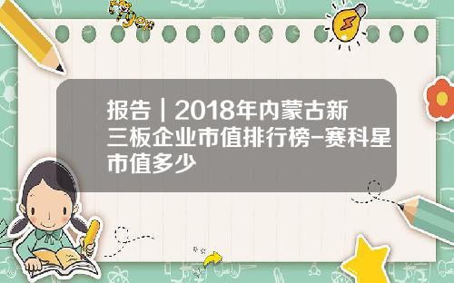 报告｜2018年内蒙古新三板企业市值排行榜-赛科星市值多少