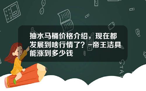 抽水马桶价格介绍，现在都发展到啥行情了？-帝王洁具能涨到多少钱