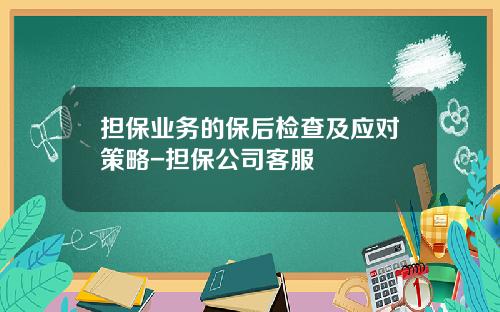 担保业务的保后检查及应对策略-担保公司客服