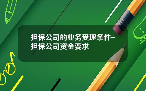 担保公司的业务受理条件-担保公司资金要求