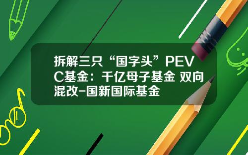 拆解三只“国字头”PEVC基金：千亿母子基金+双向混改-国新国际基金