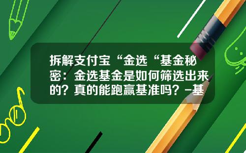 拆解支付宝“金选“基金秘密：金选基金是如何筛选出来的？真的能跑赢基准吗？-基金理财网站