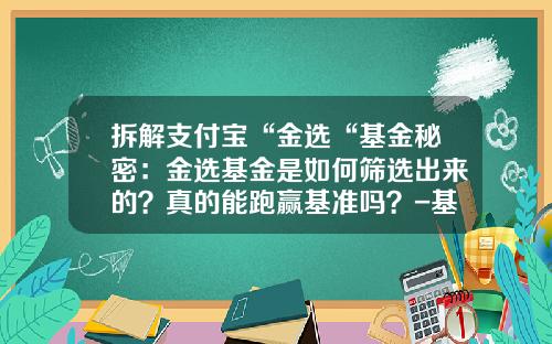 拆解支付宝“金选“基金秘密：金选基金是如何筛选出来的？真的能跑赢基准吗？-基金筛选工具