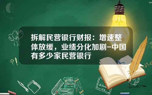 拆解民营银行财报：增速整体放缓，业绩分化加剧-中国有多少家民营银行