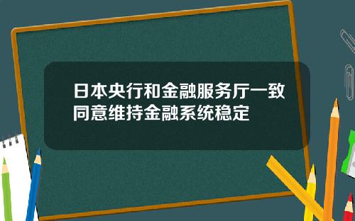 日本央行和金融服务厅一致同意维持金融系统稳定