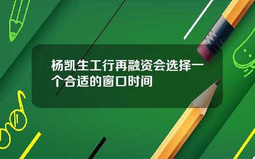 杨凯生工行再融资会选择一个合适的窗口时间