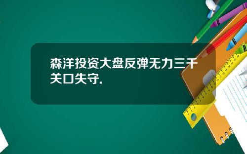 森洋投资大盘反弹无力三千关口失守.