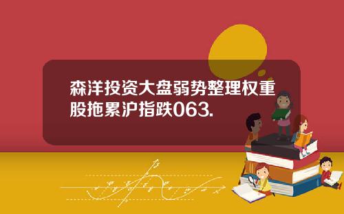 森洋投资大盘弱势整理权重股拖累沪指跌063.