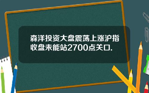 森洋投资大盘震荡上涨沪指收盘未能站2700点关口.