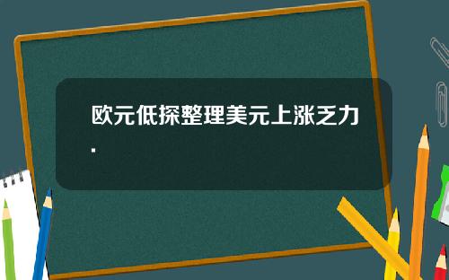 欧元低探整理美元上涨乏力.